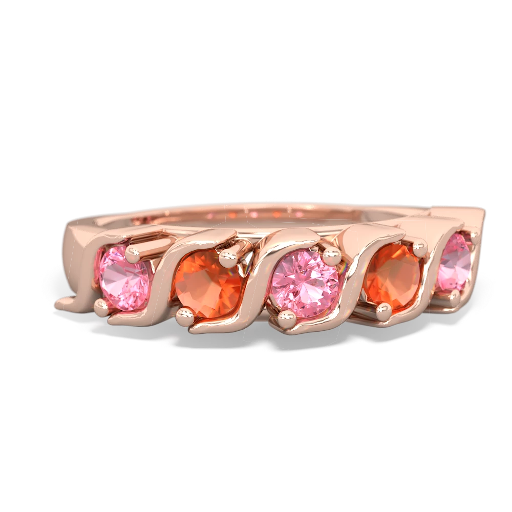 Lab Pink Sapphire Anniversary Band 14K Rose Gold ring R2089