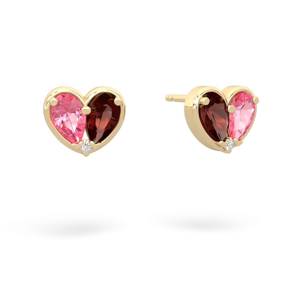 Lab Pink Sapphire 'Our Heart' 14K Yellow Gold earrings E5072