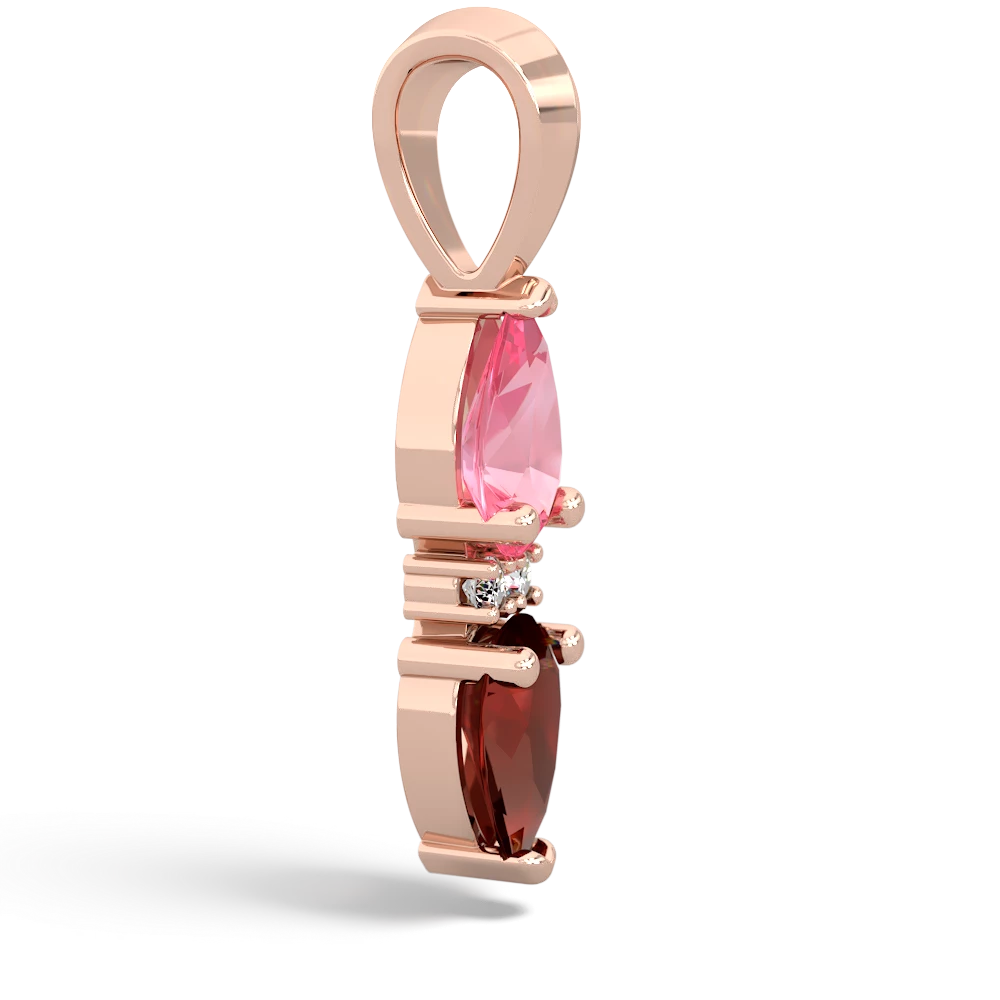 Lab Pink Sapphire Bowtie Drop 14K Rose Gold pendant P0865