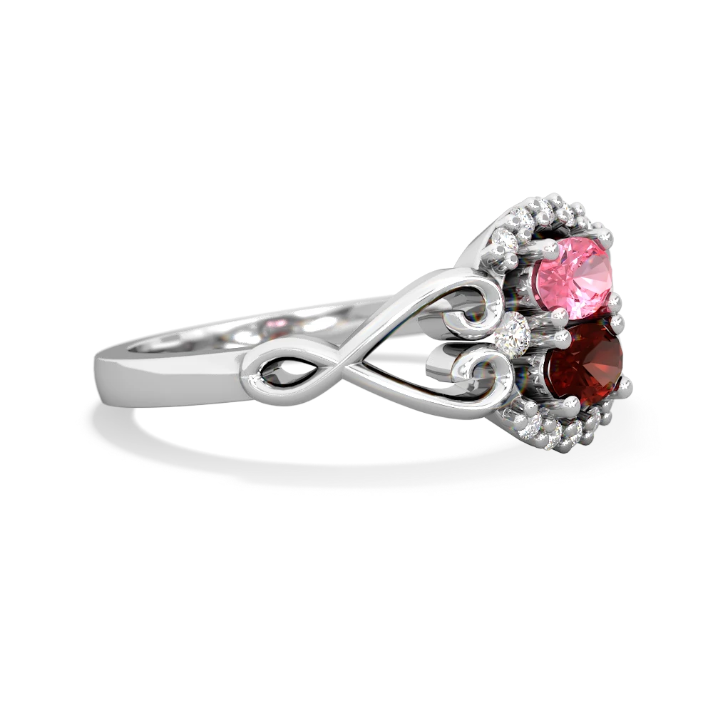 Lab Pink Sapphire Love Nest 14K White Gold ring R5860