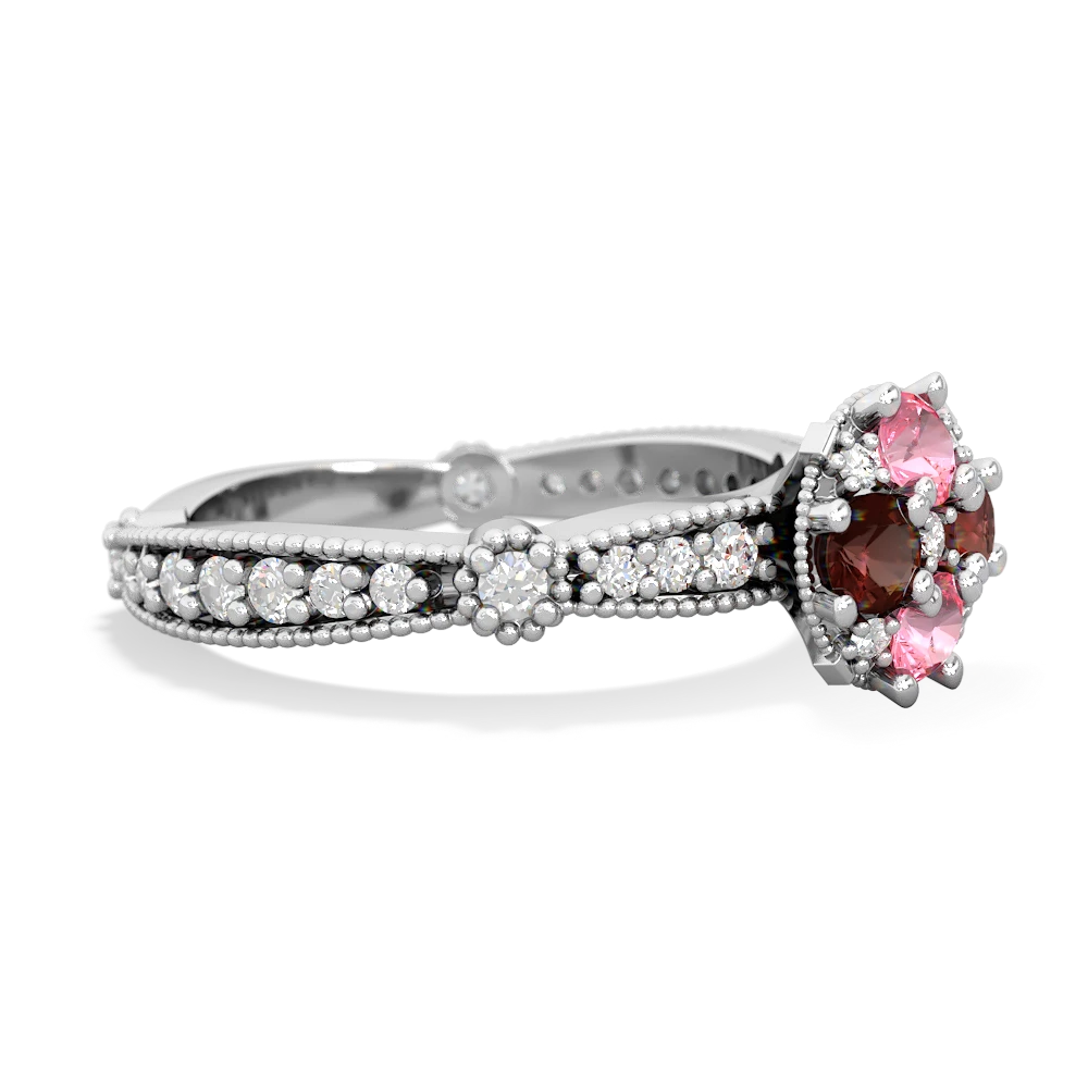 Lab Pink Sapphire Sparkling Tiara Cluster 14K White Gold ring R26293RD