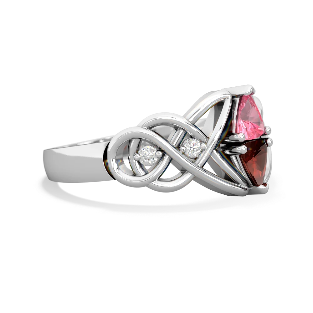 Lab Pink Sapphire Keepsake Celtic Knot 14K White Gold ring R5300