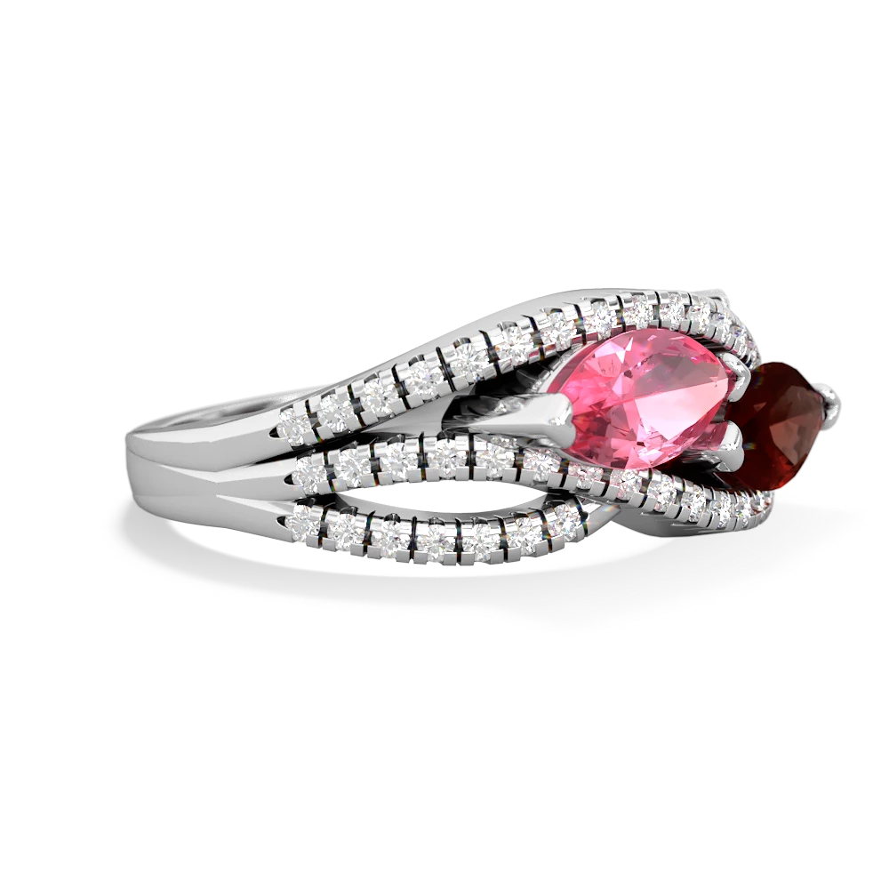 Lab Pink Sapphire Diamond Rivers 14K White Gold ring R3070