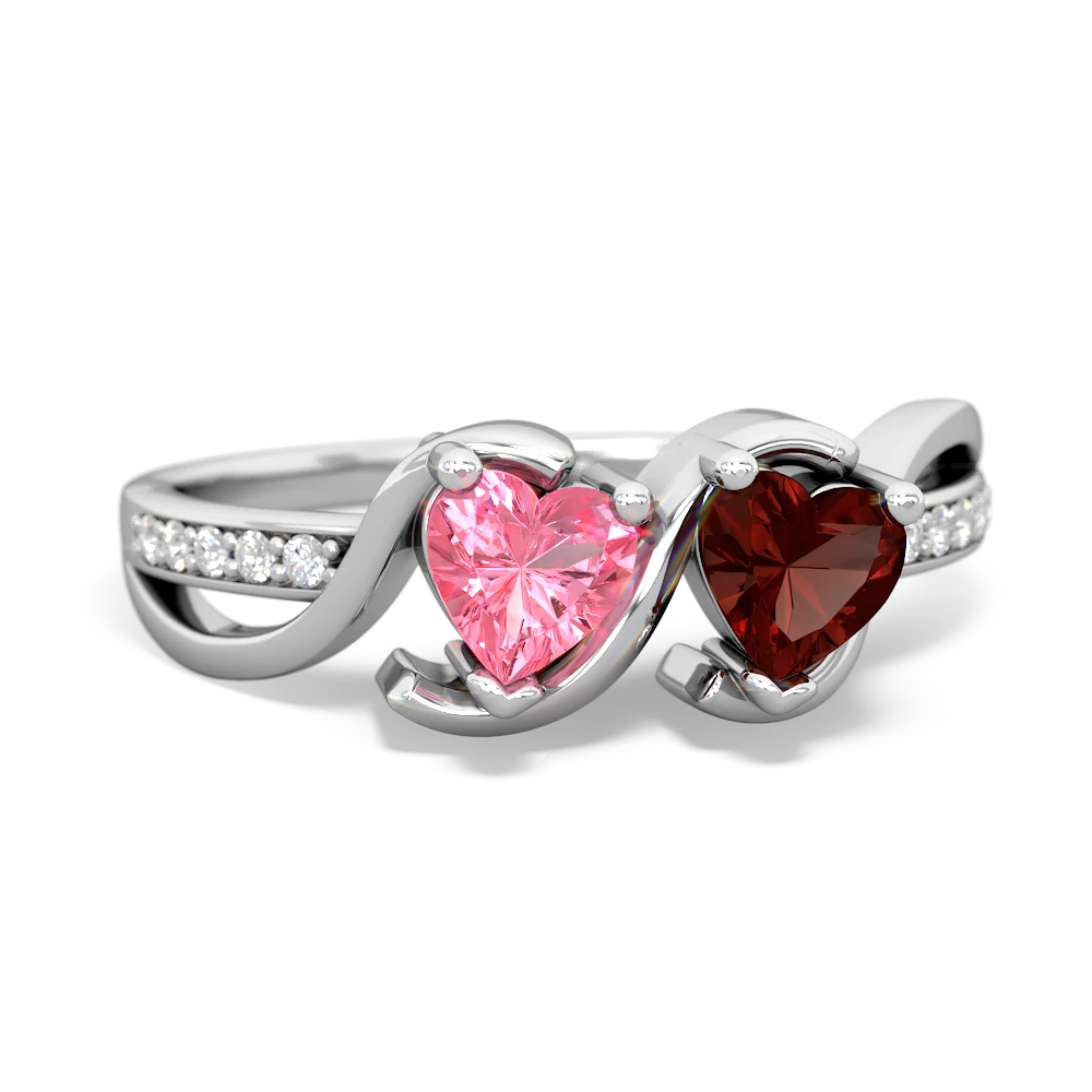 Lab Pink Sapphire Side By Side 14K White Gold ring R3090