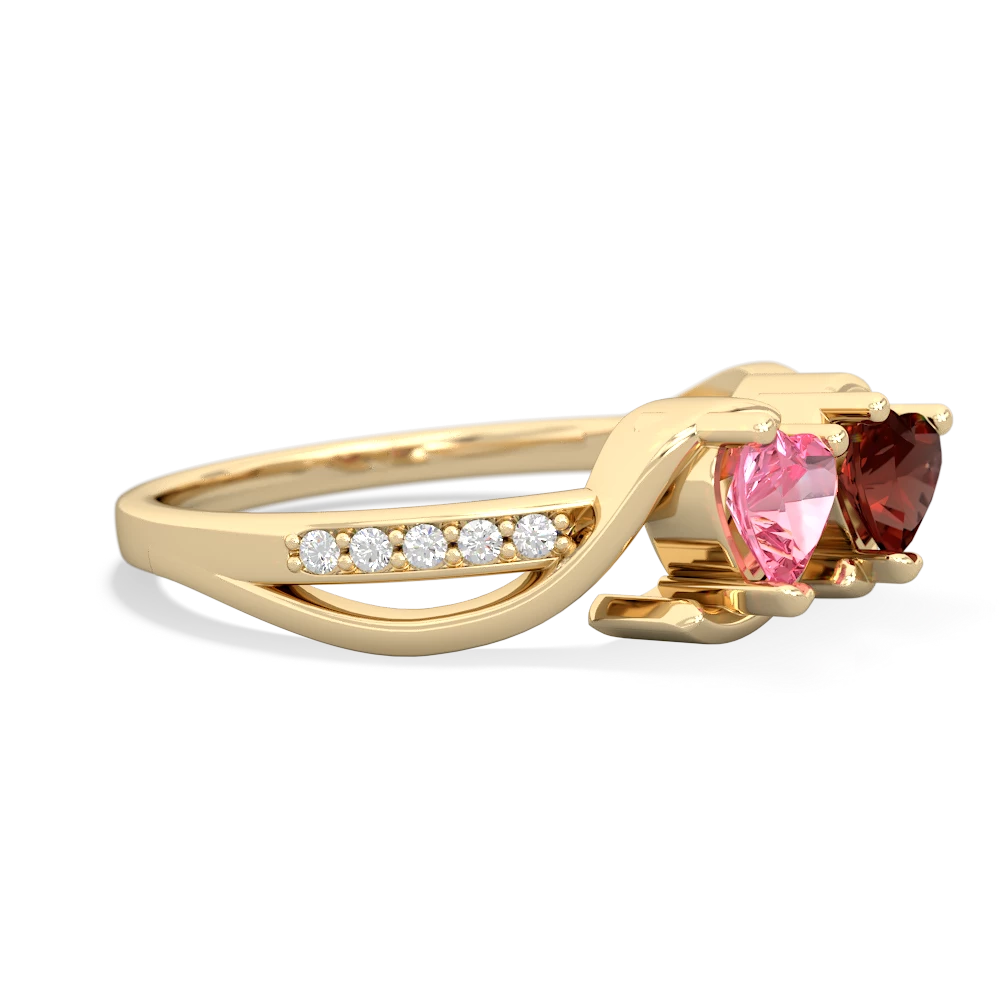 Lab Pink Sapphire Side By Side 14K Yellow Gold ring R3090