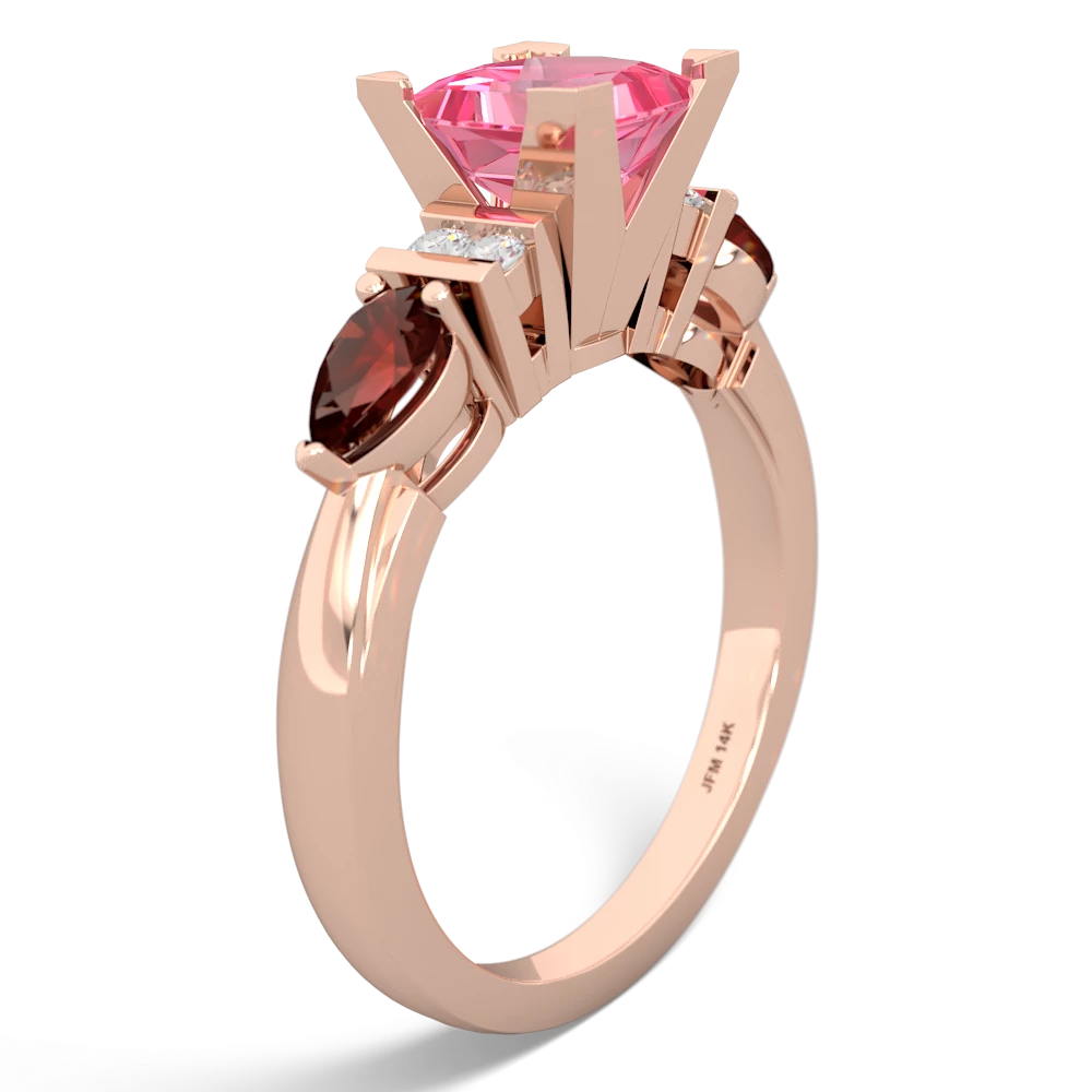 Lab Pink Sapphire 6Mm Princess Eternal Embrace Engagement 14K Rose Gold ring C2002