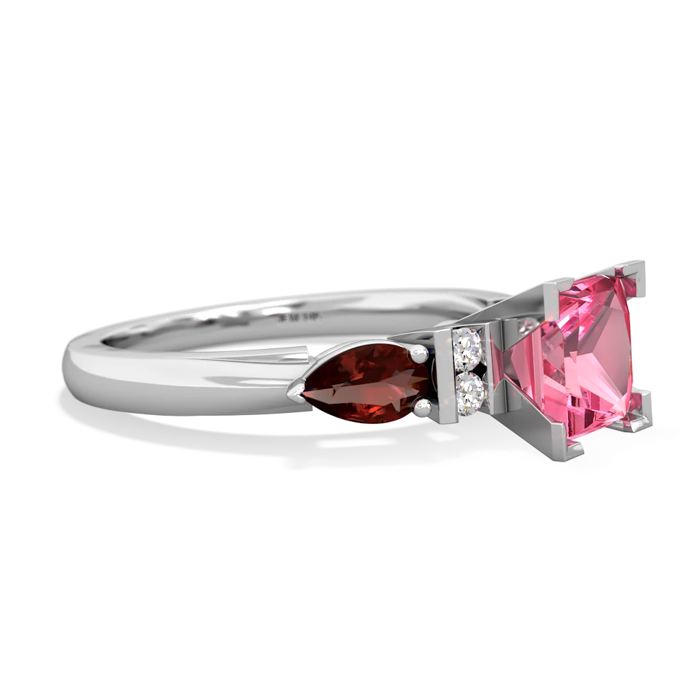 Lab Pink Sapphire 6Mm Princess Eternal Embrace Engagement 14K White Gold ring C2002