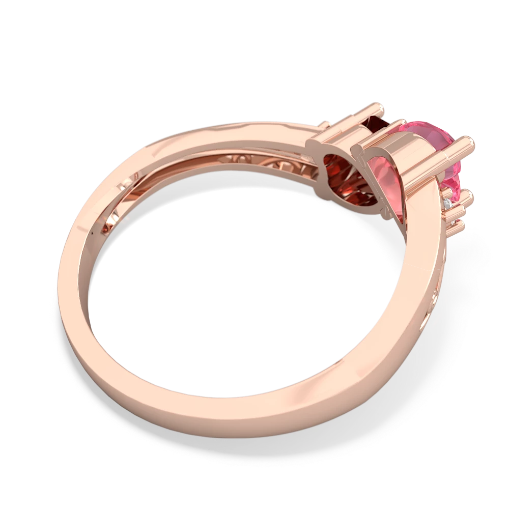 Lab Pink Sapphire Snuggling Hearts 14K Rose Gold ring R2178