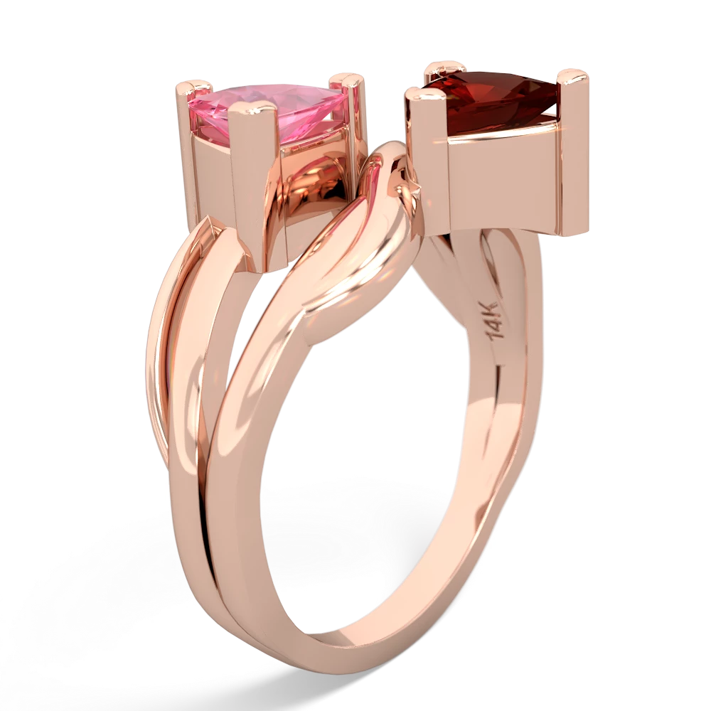 Lab Pink Sapphire Split Band Swirl 14K Rose Gold ring R2341