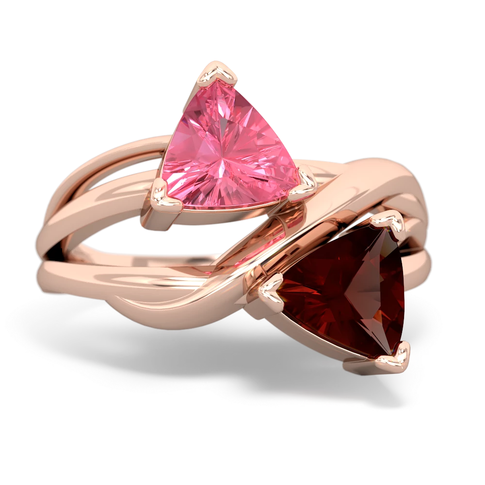 Lab Pink Sapphire Split Band Swirl 14K Rose Gold ring R2341