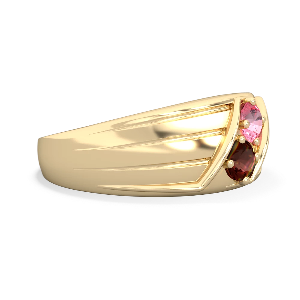 Lab Pink Sapphire Men's Streamline 14K Yellow Gold ring R0460