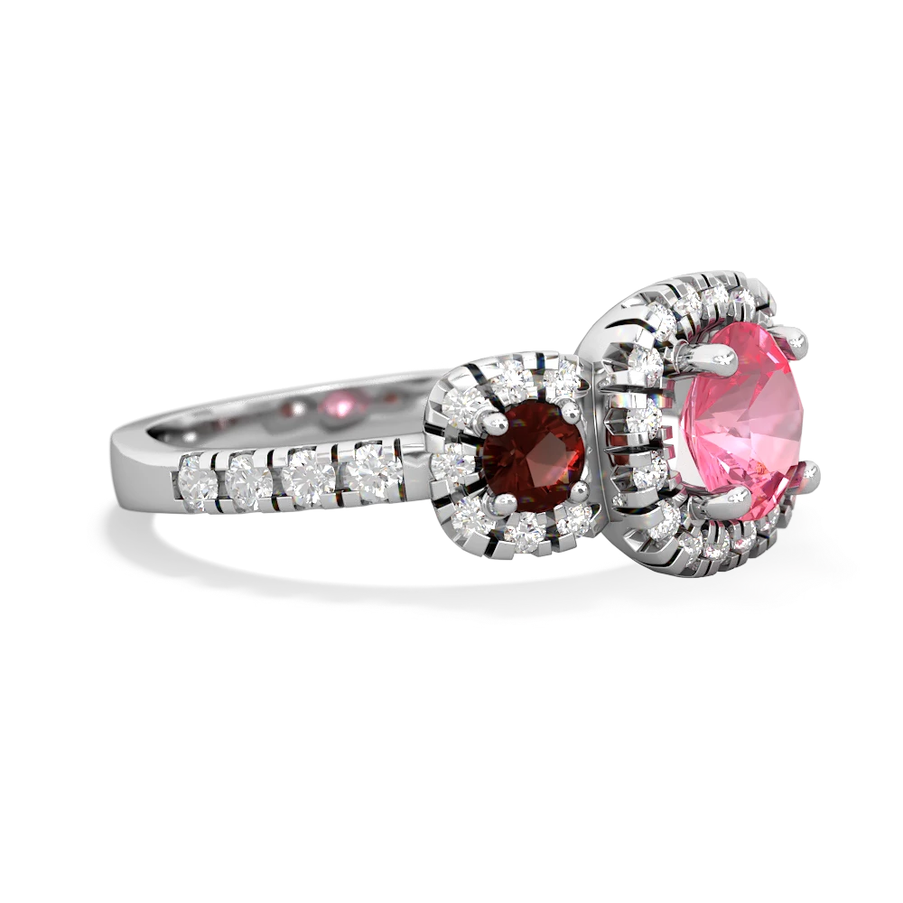 Lab Pink Sapphire Regal Halo 14K White Gold ring R5350