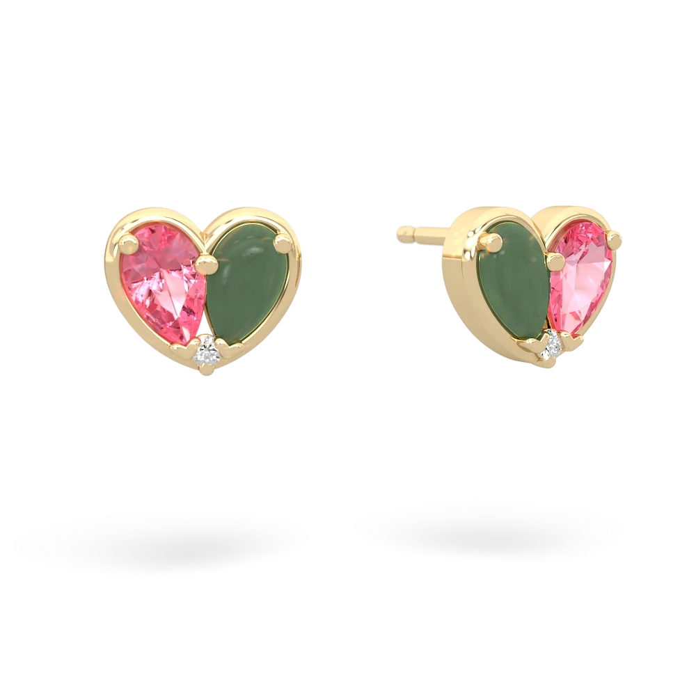 Lab Pink Sapphire 'Our Heart' 14K Yellow Gold earrings E5072