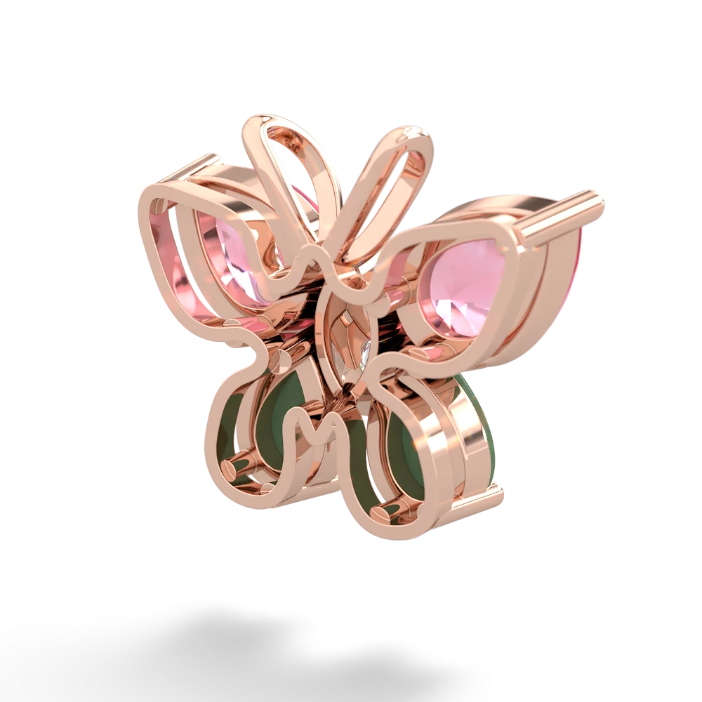 Lab Pink Sapphire Butterfly 14K Rose Gold pendant P2215