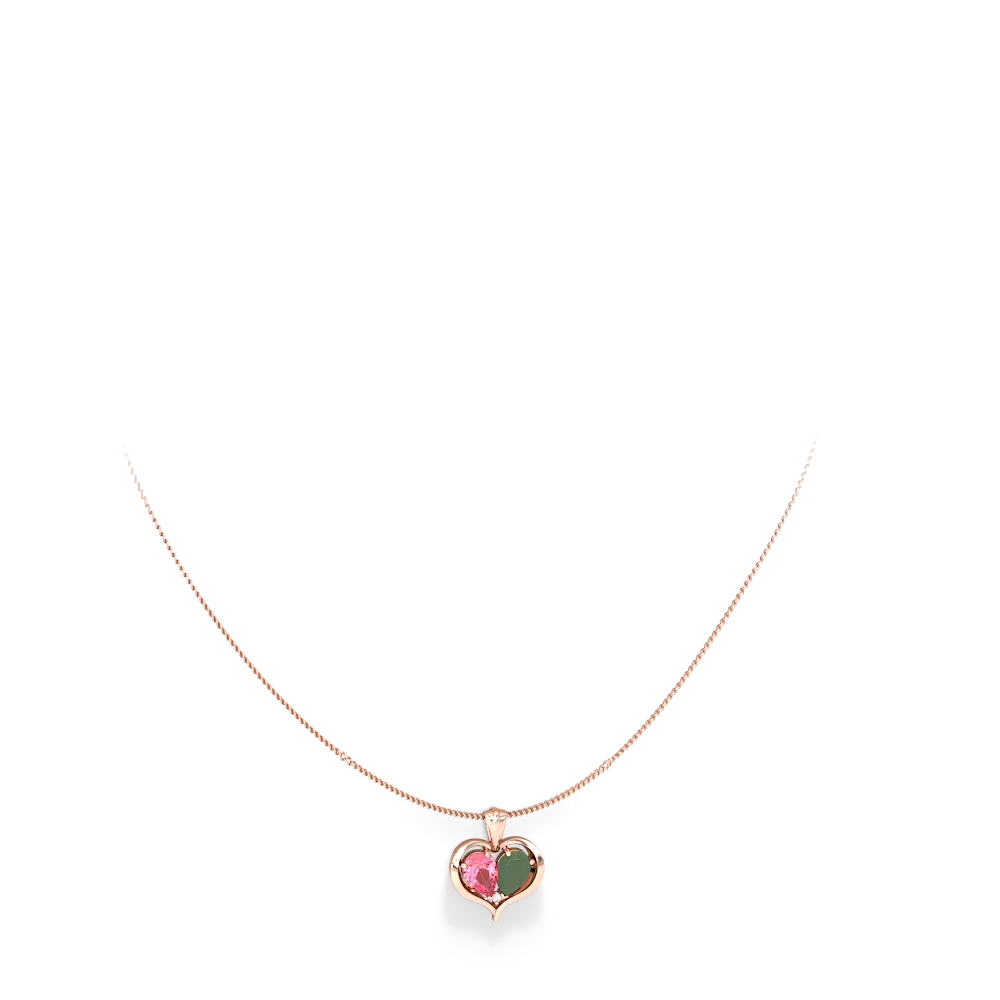 Lab Pink Sapphire Two Become One 14K Rose Gold pendant P5330