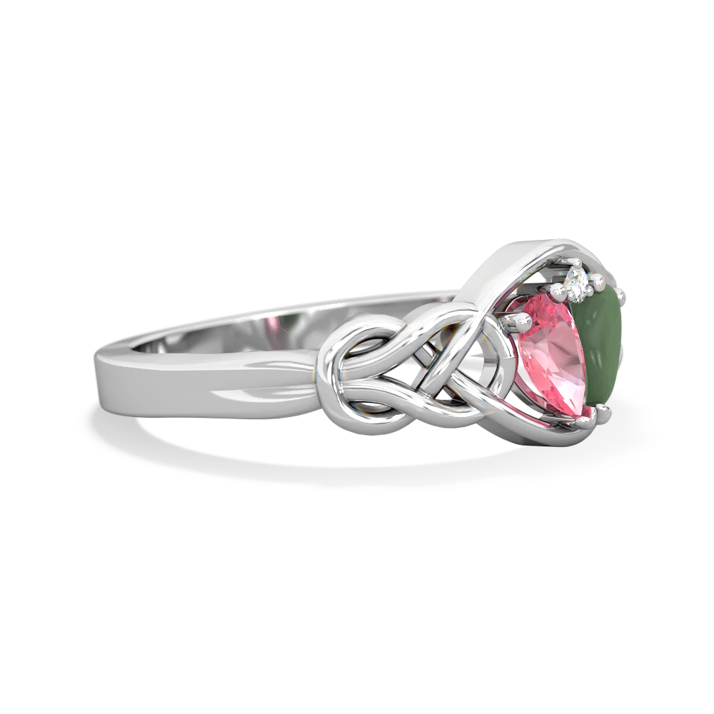 Lab Pink Sapphire Celtic Love Knot 14K White Gold ring R5420