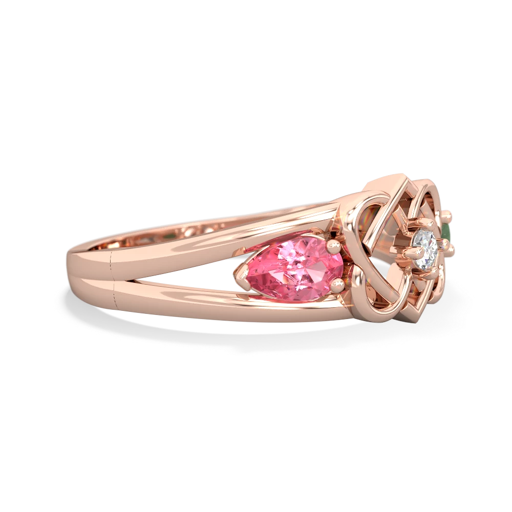 Lab Pink Sapphire Hearts Intertwined 14K Rose Gold ring R5880