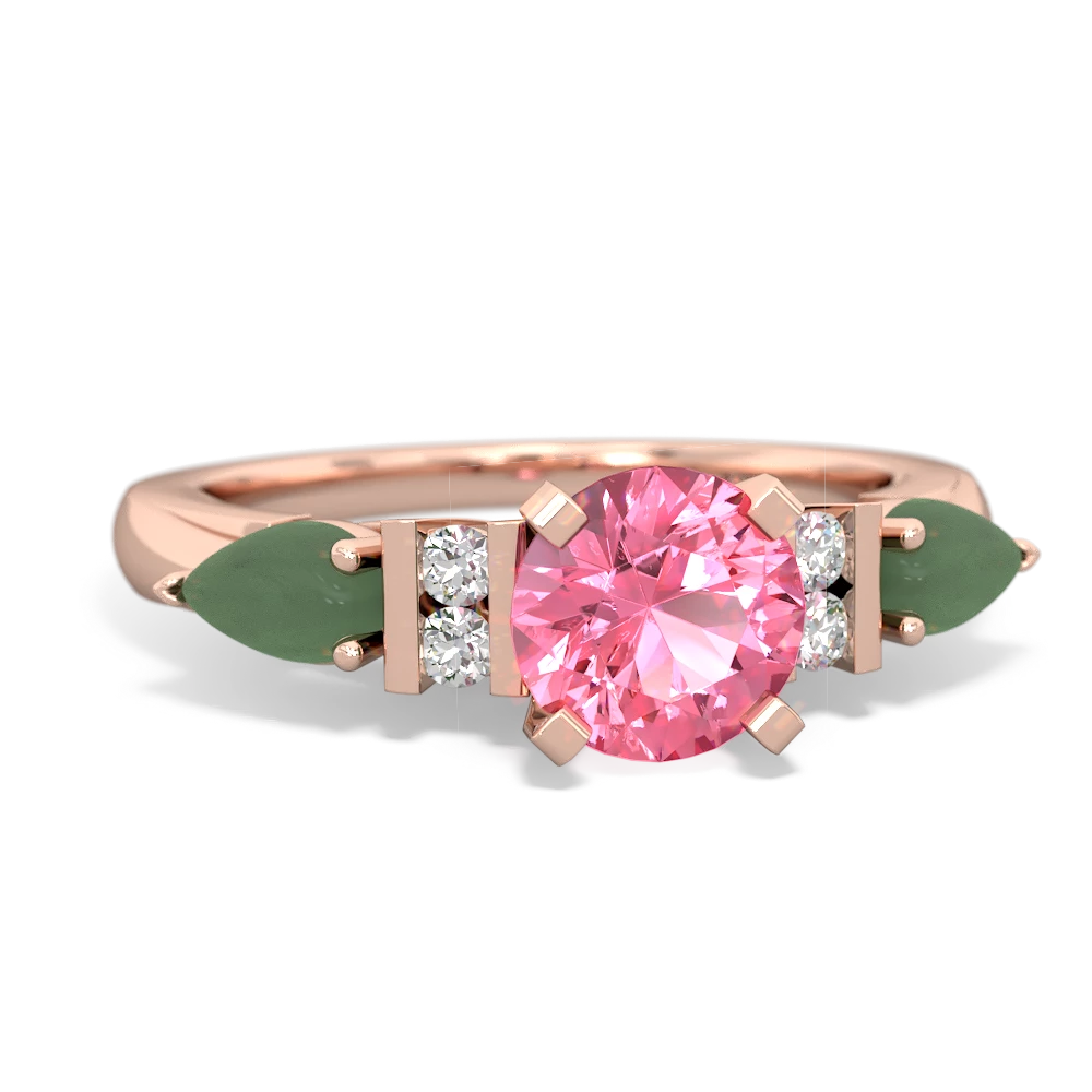 Lab Pink Sapphire 6Mm Round Eternal Embrace Engagement 14K Rose Gold ring R2005