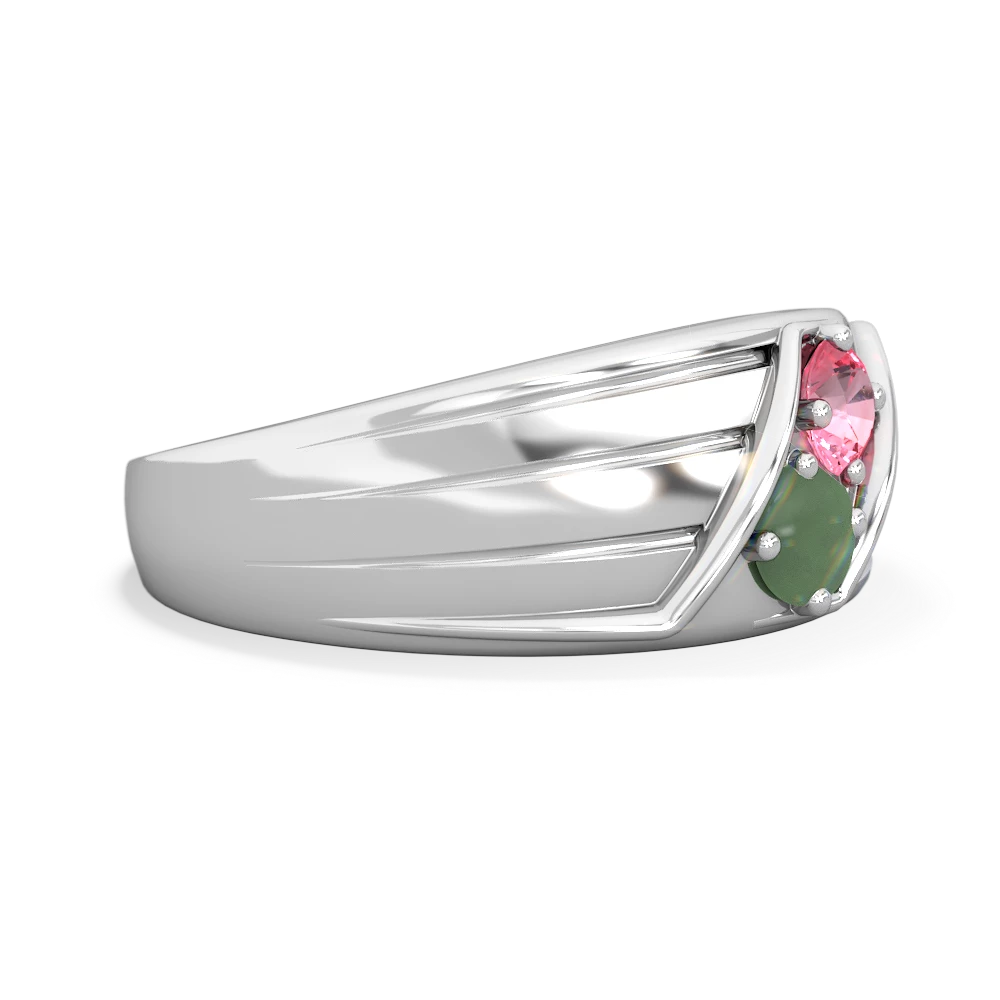 Lab Pink Sapphire Men's Streamline 14K White Gold ring R0460