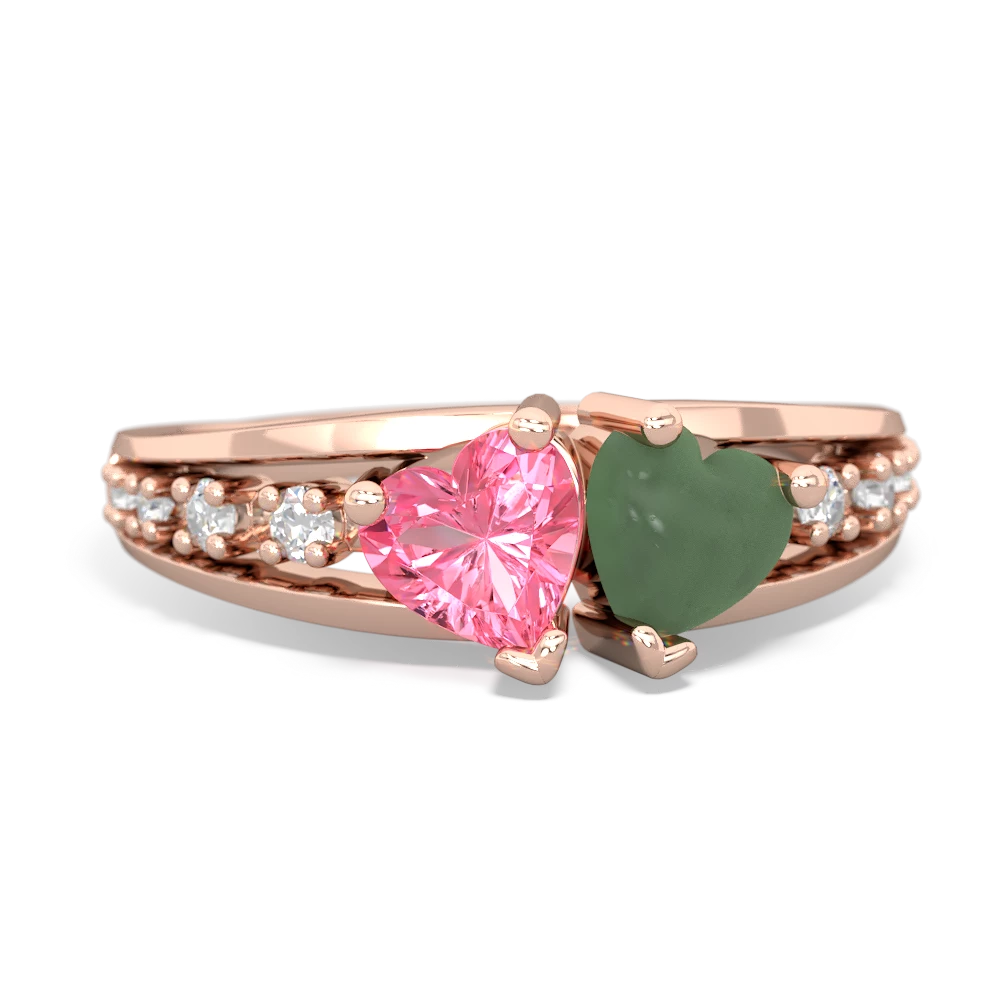 Lab Pink Sapphire Heart To Heart 14K Rose Gold ring R3342