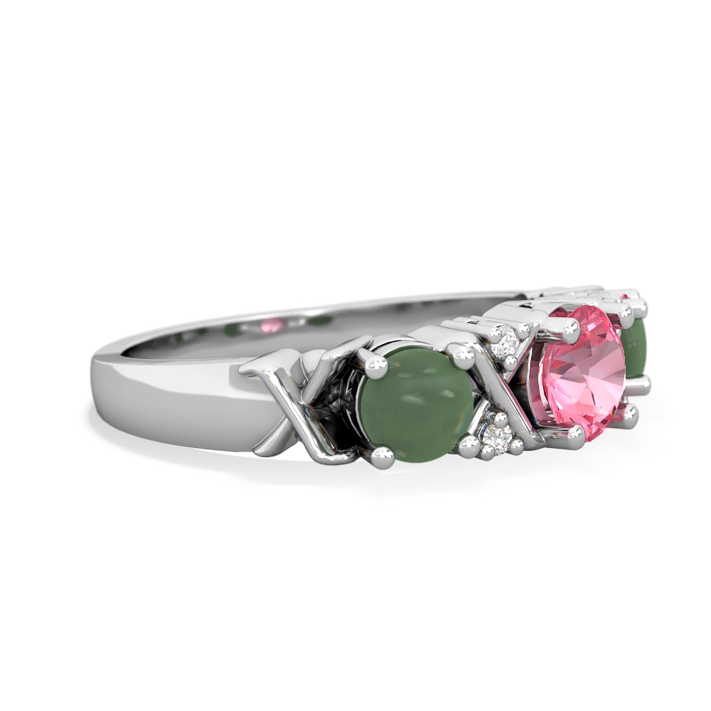 Lab Pink Sapphire Hugs And Kisses 14K White Gold ring R5016