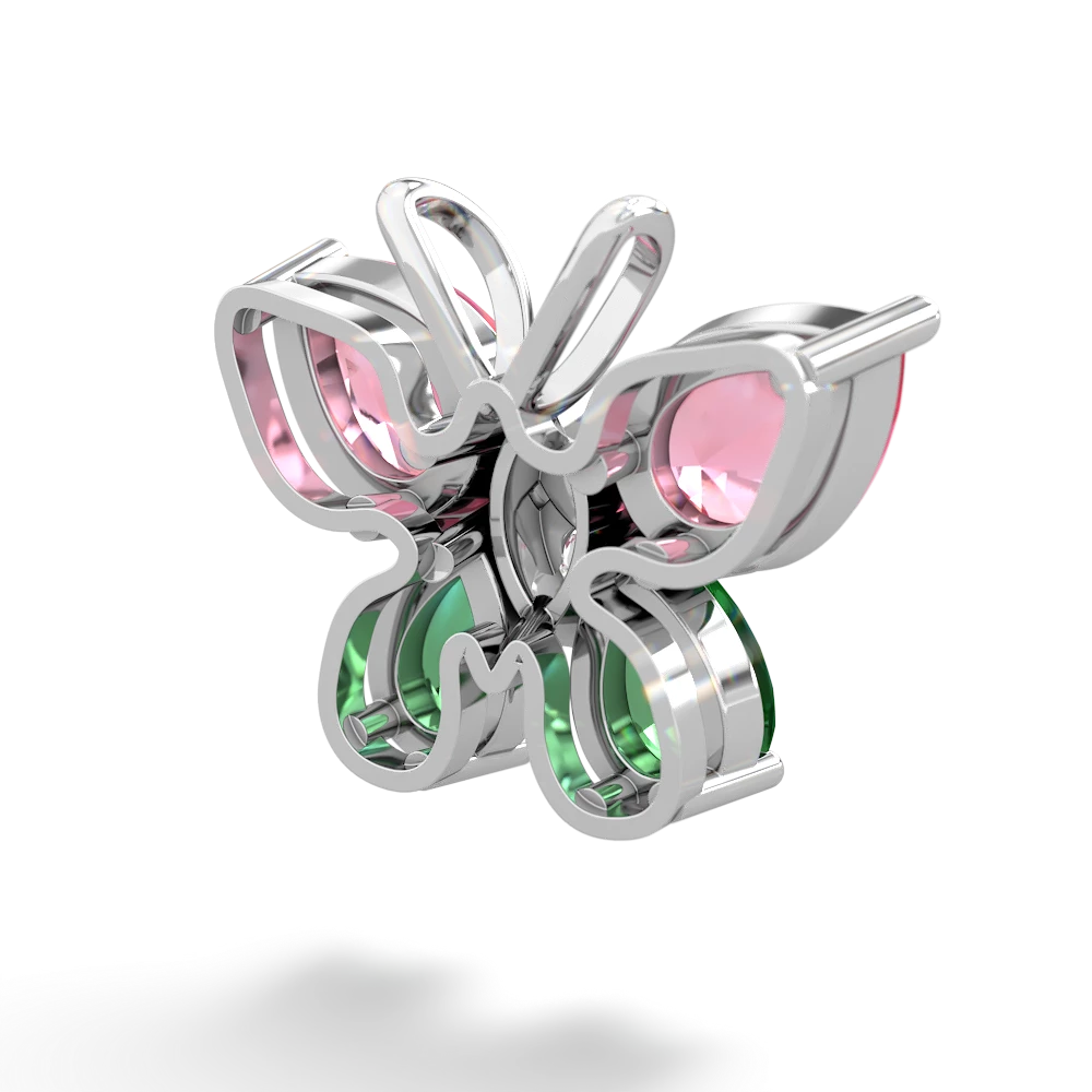 Lab Pink Sapphire Butterfly 14K White Gold pendant P2215