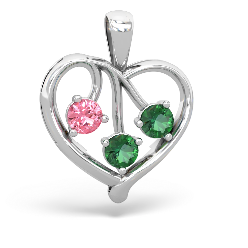 Lab Pink Sapphire Glowing Heart 14K White Gold pendant P2233