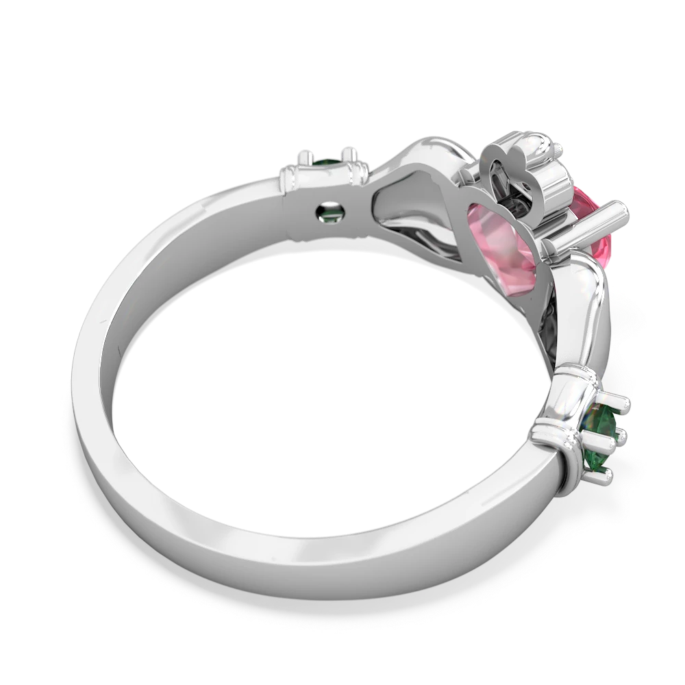 Lab Pink Sapphire Claddagh Keepsake 14K White Gold ring R5245