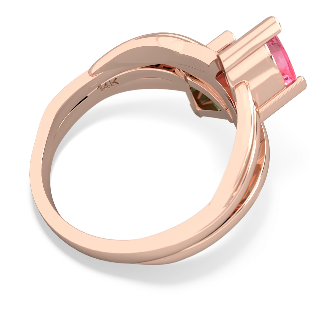 Lab Pink Sapphire Split Band Swirl 14K Rose Gold ring R2341