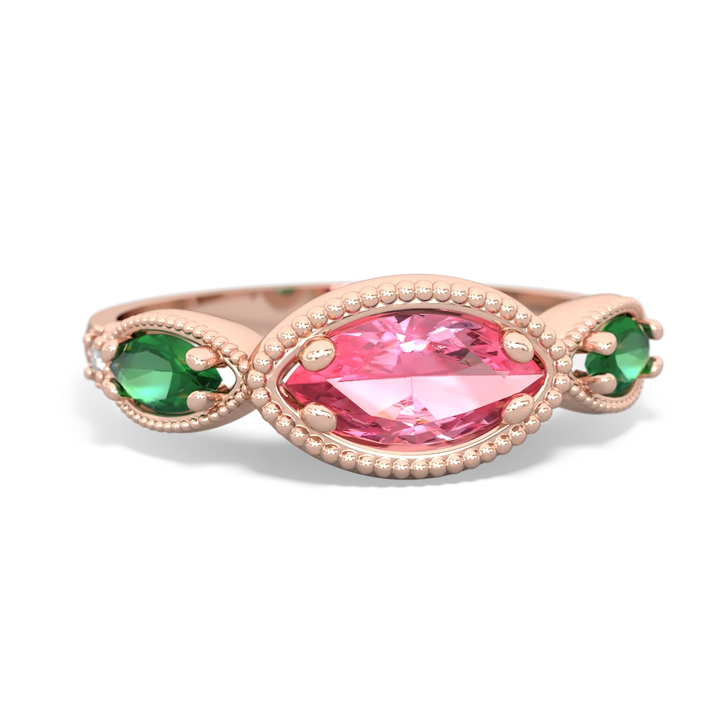 Lab Pink Sapphire Milgrain Marquise 14K Rose Gold ring R5700