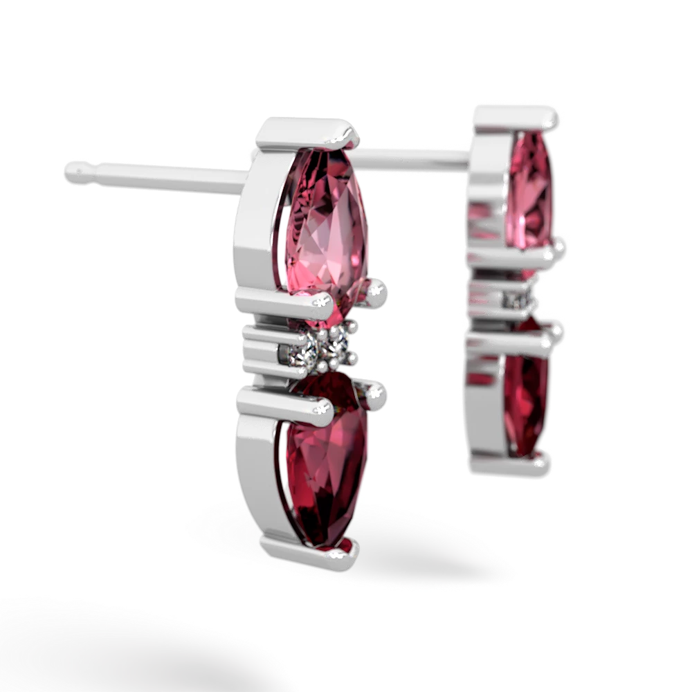 Lab Pink Sapphire Bowtie Drop 14K White Gold earrings E0865