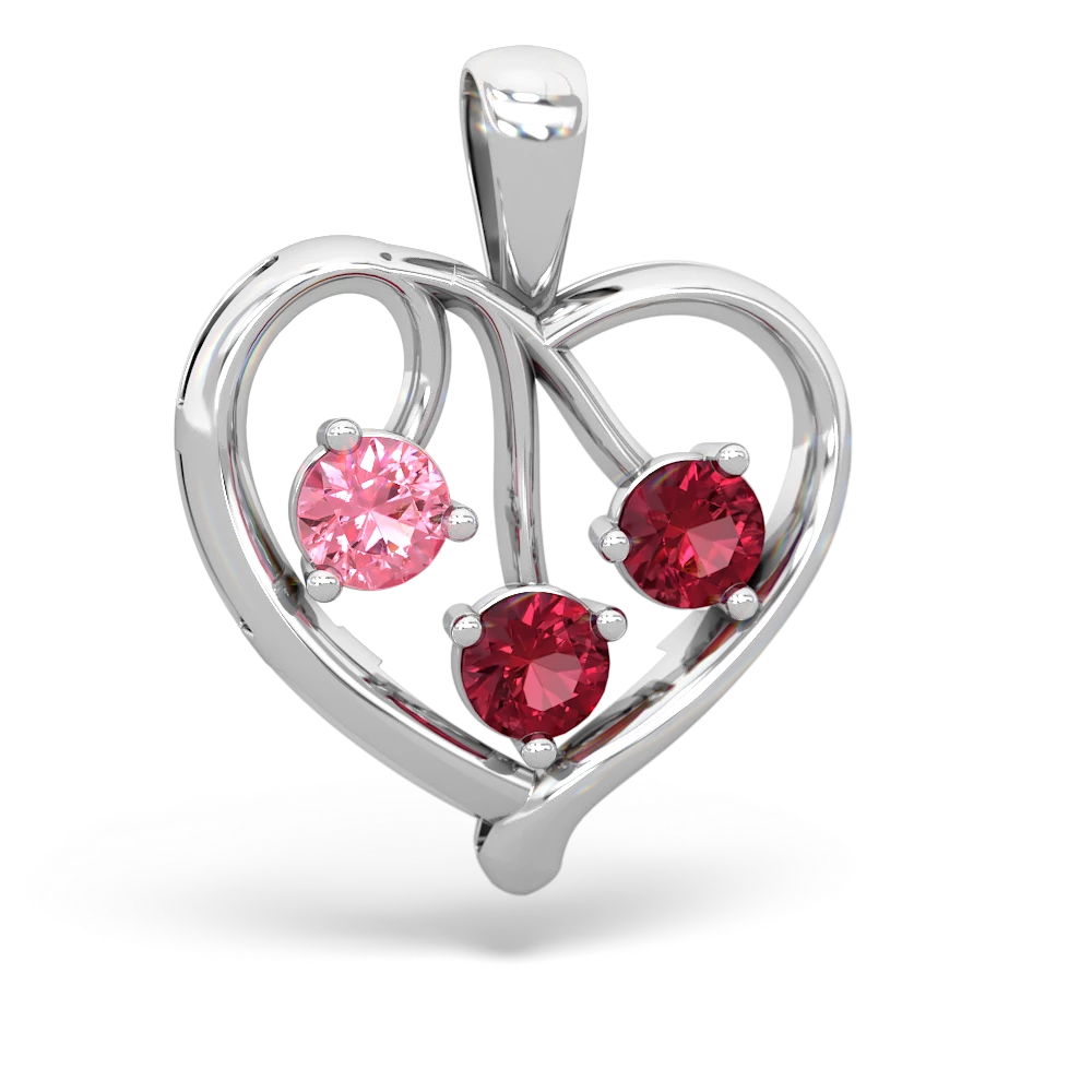 Lab Pink Sapphire Glowing Heart 14K White Gold pendant P2233