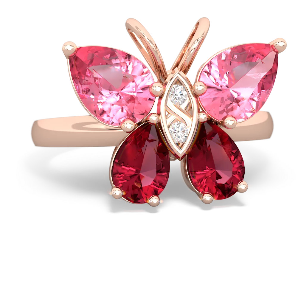 Lab Pink Sapphire Butterfly 14K Rose Gold ring R2215