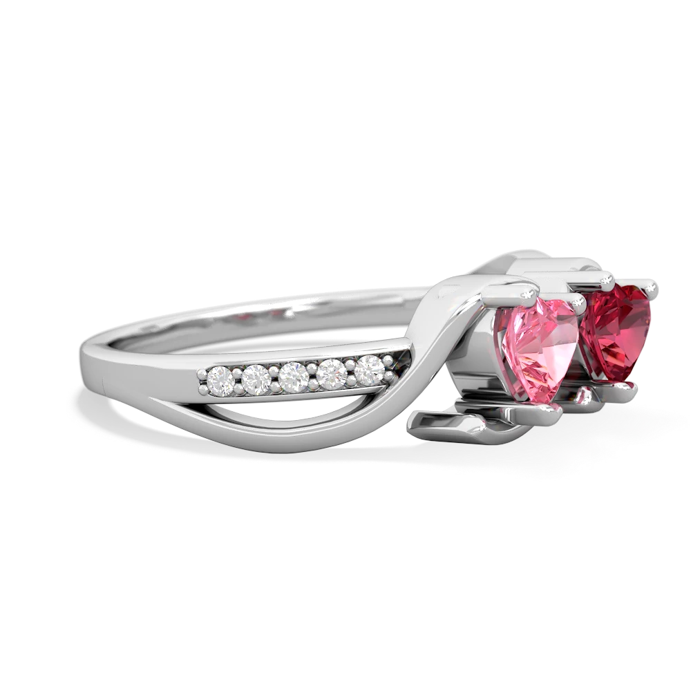 Lab Pink Sapphire Side By Side 14K White Gold ring R3090