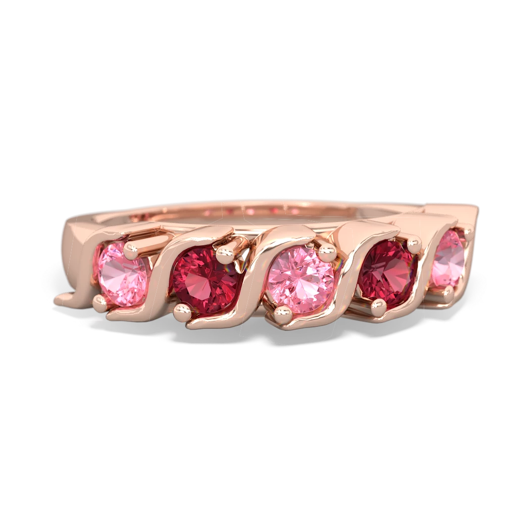 Lab Pink Sapphire Anniversary Band 14K Rose Gold ring R2089