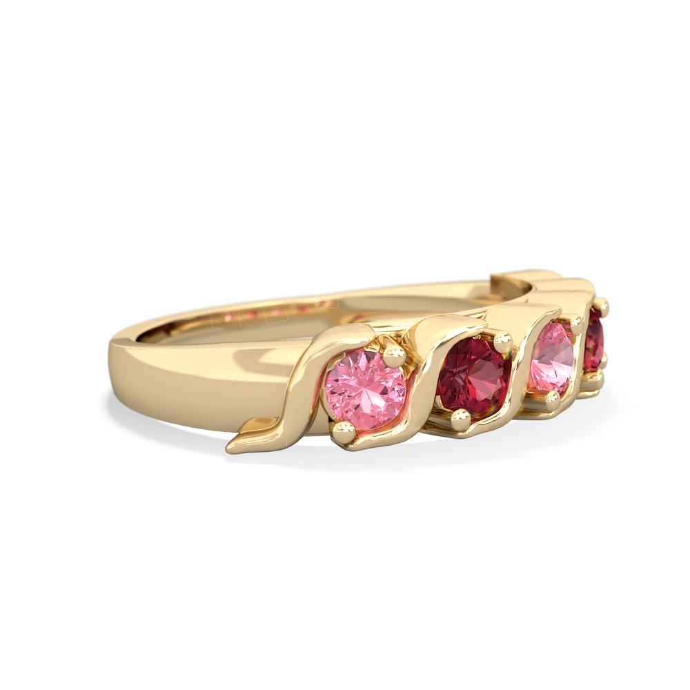 Lab Pink Sapphire Anniversary Band 14K Yellow Gold ring R2089