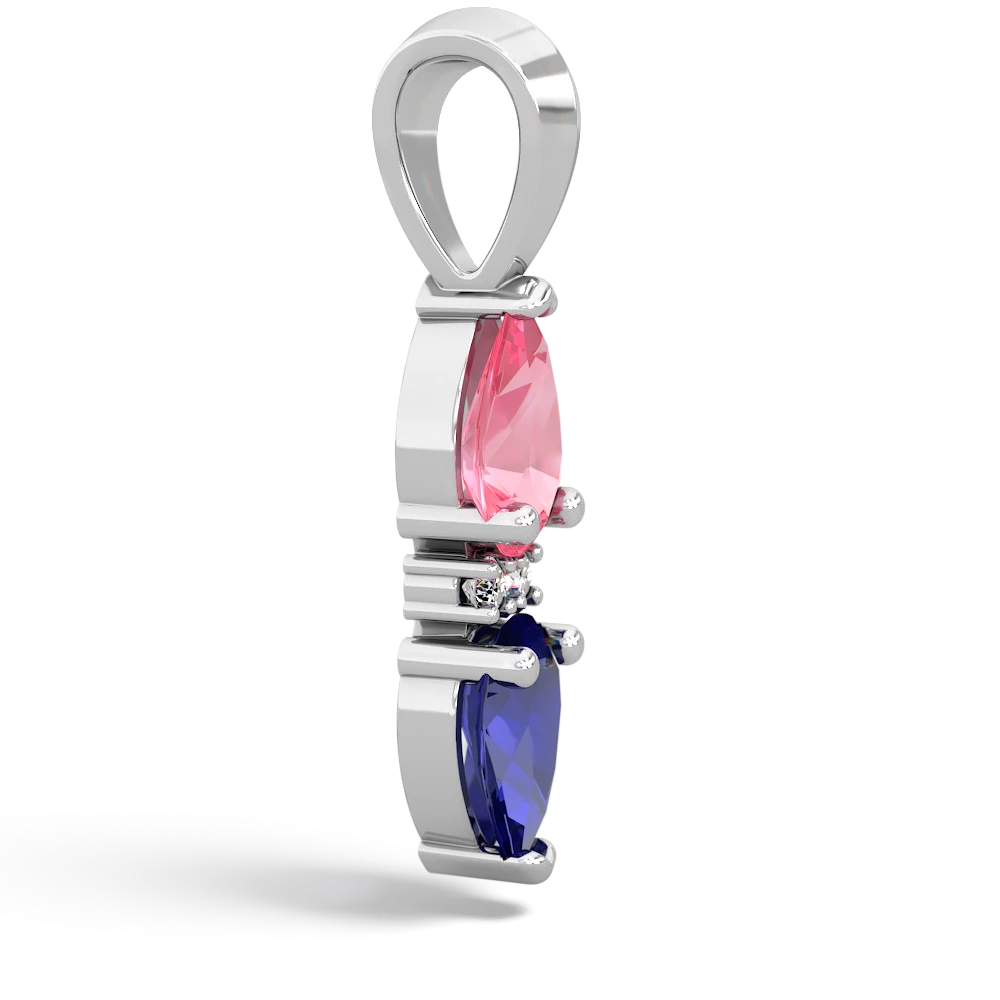 Lab Pink Sapphire Bowtie Drop 14K White Gold pendant P0865