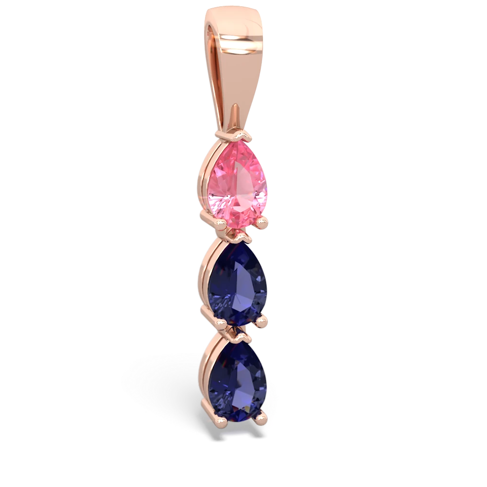 Lab Pink Sapphire Dew Drops 14K Rose Gold pendant P2251