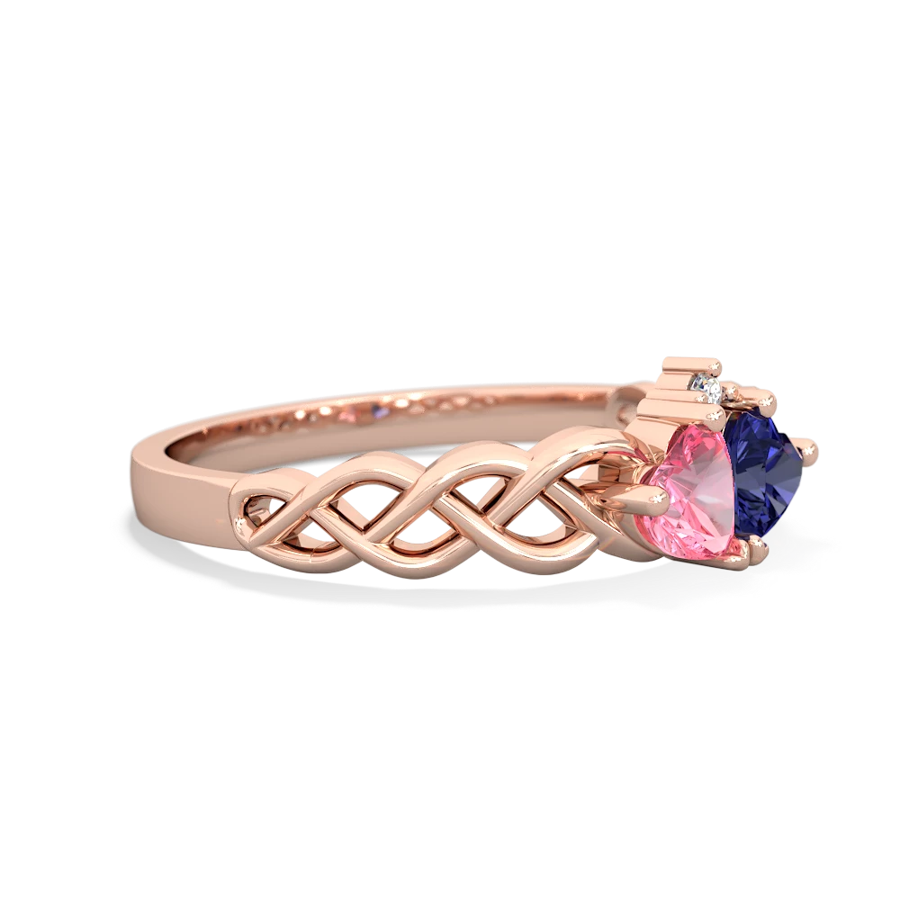 Lab Pink Sapphire Heart To Heart Braid 14K Rose Gold ring R5870