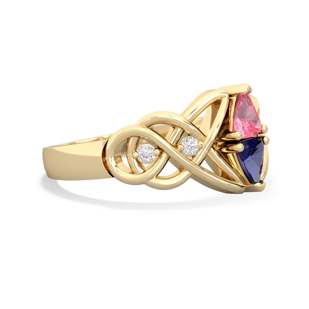 Lab Pink Sapphire Keepsake Celtic Knot 14K Yellow Gold ring R5300