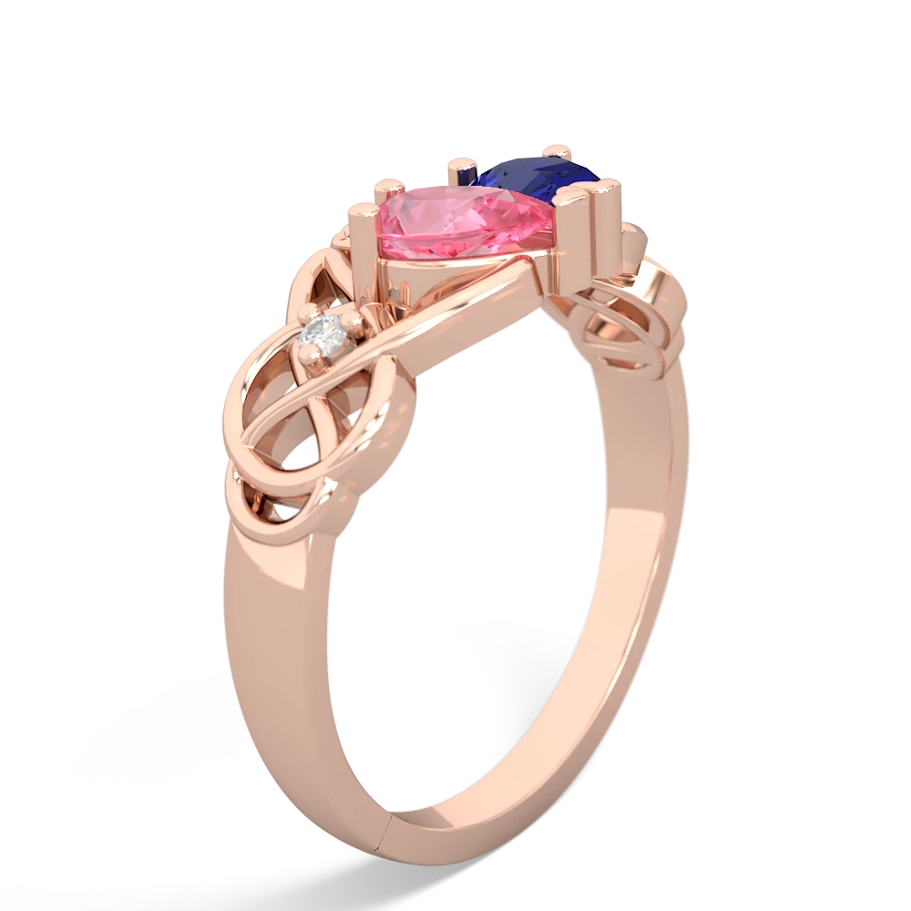 Lab Pink Sapphire 'One Heart' Celtic Knot Claddagh 14K Rose Gold ring R5322