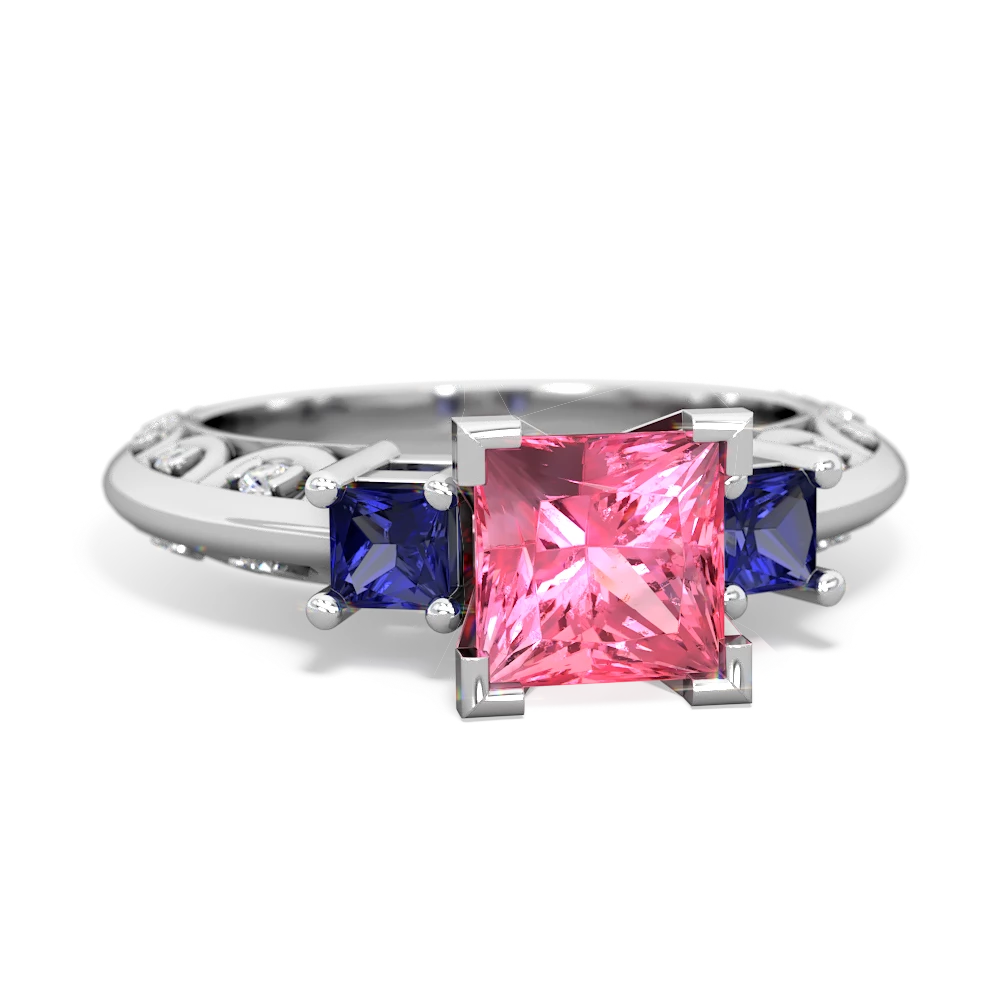 Lab Pink Sapphire Eternal Embrace Engagement 14K White Gold ring C2001