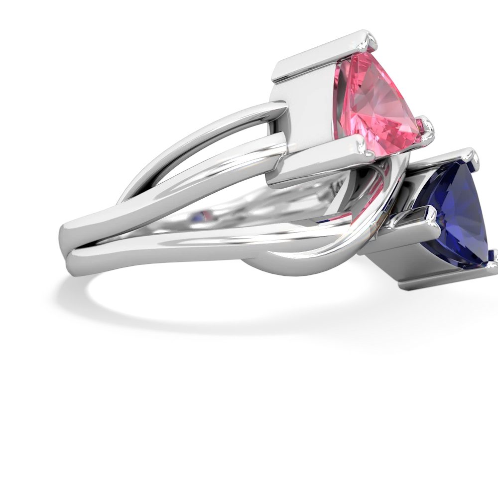 Lab Pink Sapphire Split Band Swirl 14K White Gold ring R2341