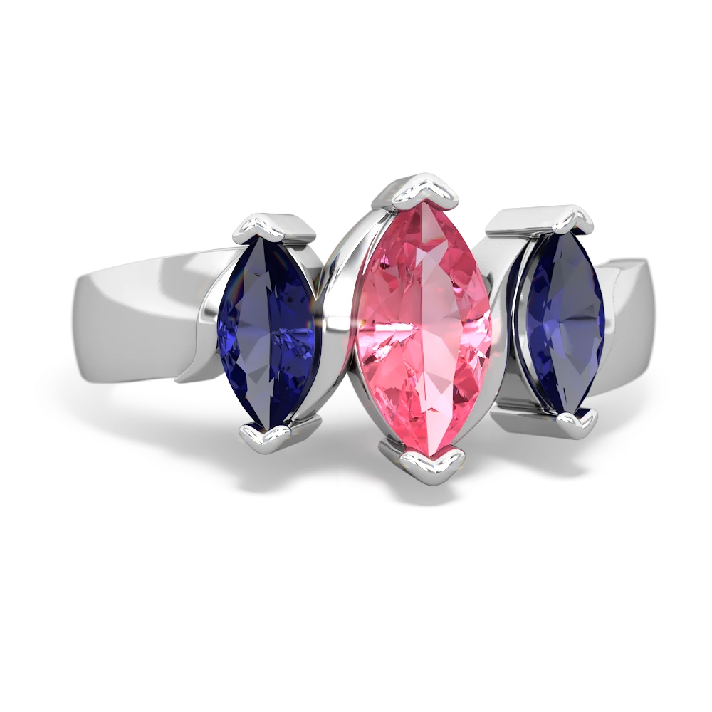 Lab Pink Sapphire Three Peeks 14K White Gold ring R2433