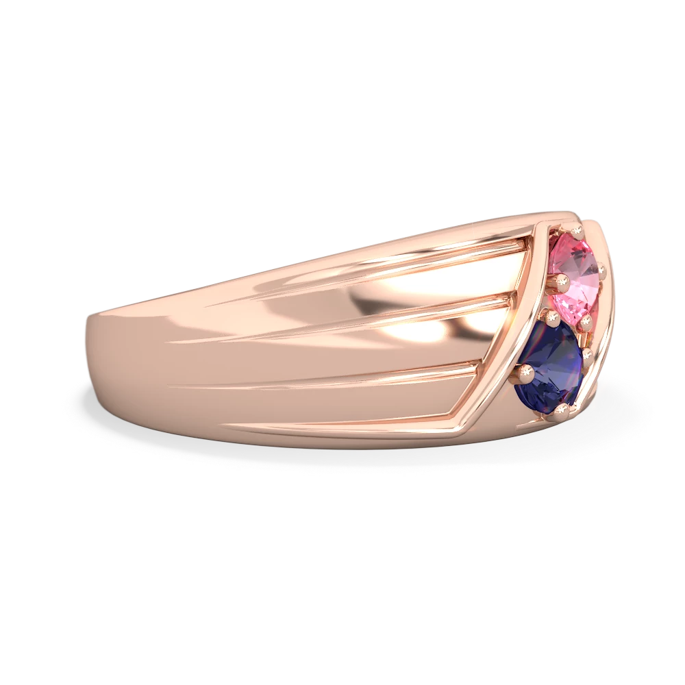 Lab Pink Sapphire Men's Streamline 14K Rose Gold ring R0460