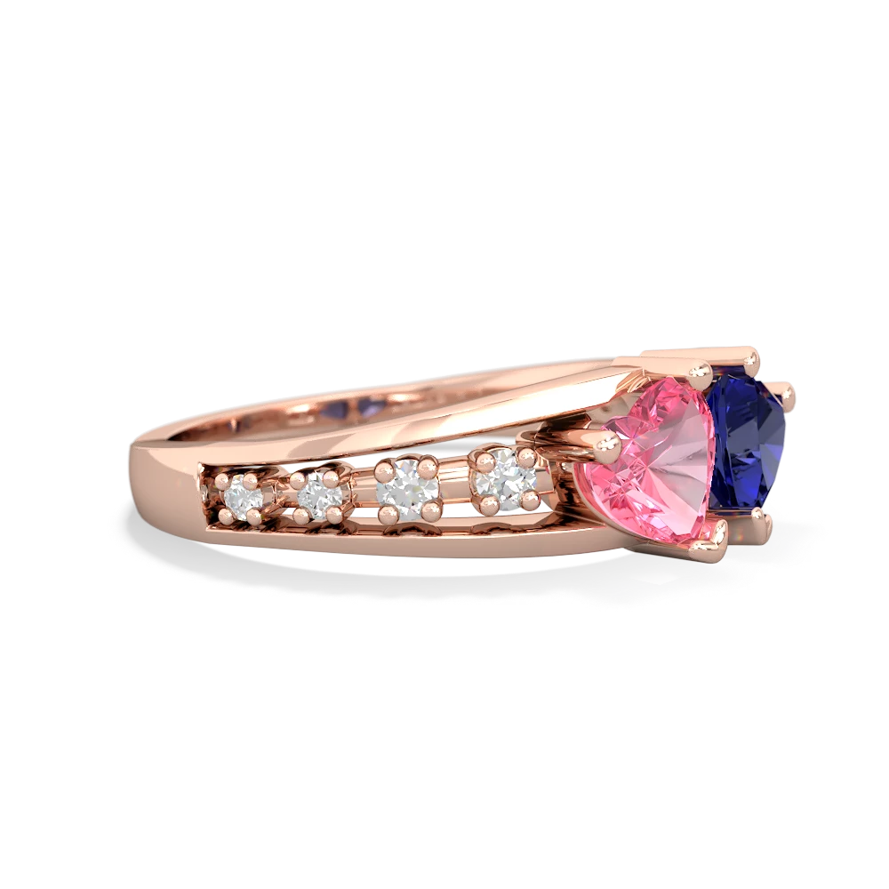 Lab Pink Sapphire Heart To Heart 14K Rose Gold ring R3342