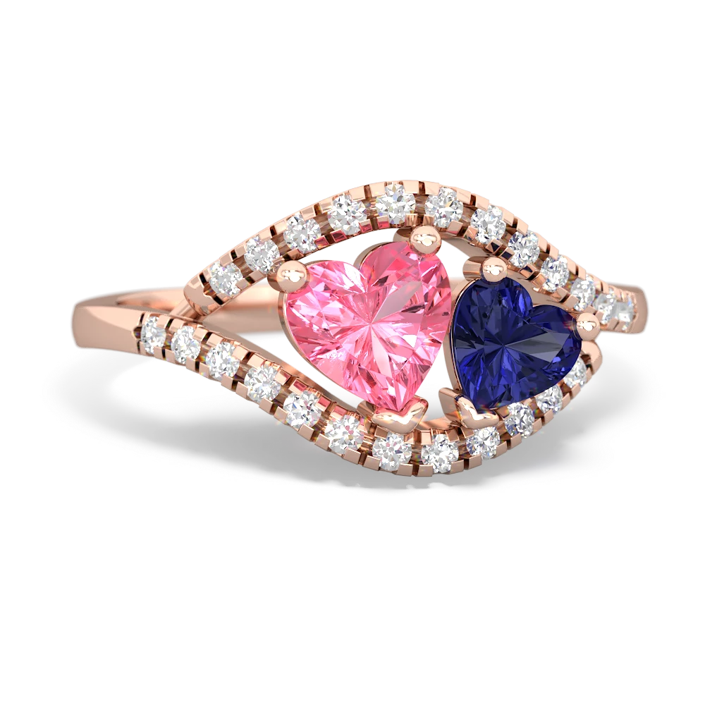 Lab Pink Sapphire Mother And Child 14K Rose Gold ring R3010