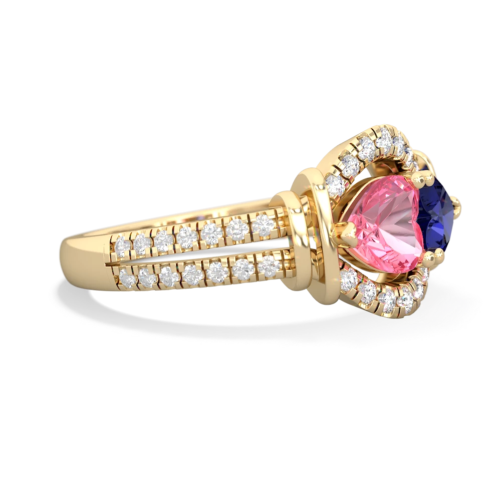 Lab Pink Sapphire Art-Deco Keepsake 14K Yellow Gold ring R5630