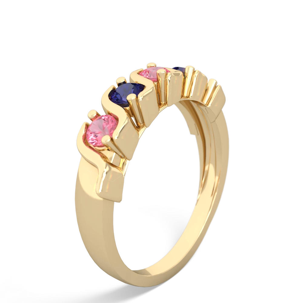 Lab Pink Sapphire Anniversary Band 14K Yellow Gold ring R2089