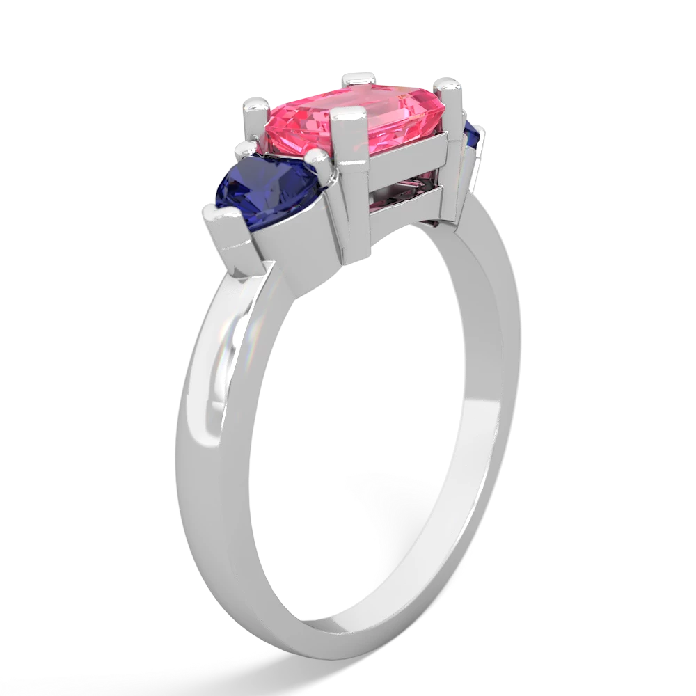 Lab Pink Sapphire Three Stone 14K White Gold ring R5235